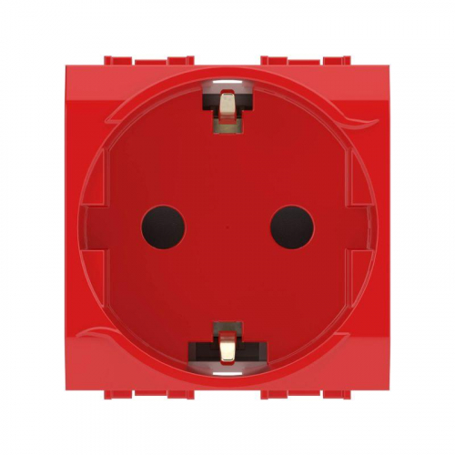 Электрическая розетка с заземлением со шторками красная 2 модуль 76482R DKC Brava фото