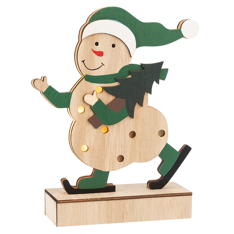 Деревянная фигурка с подсветкой Снеговик 18 см NEON-NIGHT NEON-NIGHT 504-017 фото