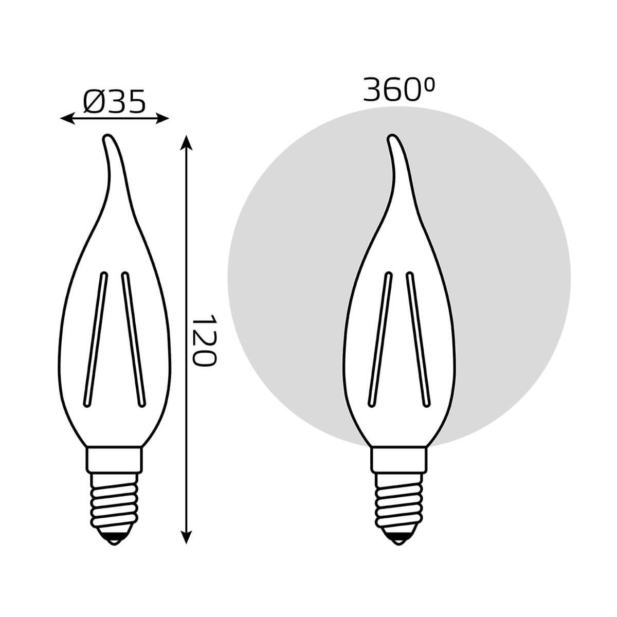 Лампа светодиодная филаментная E14 11W 2700К прозрачная 104801111 фото