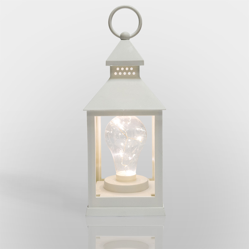 Декоративный фонарь с лампочкой, белый корпус, размер 10.5х10.5х24 см, цвет ТЕПЛЫЙ БЕЛЫЙ NEON-NIGHT 513-052 фото