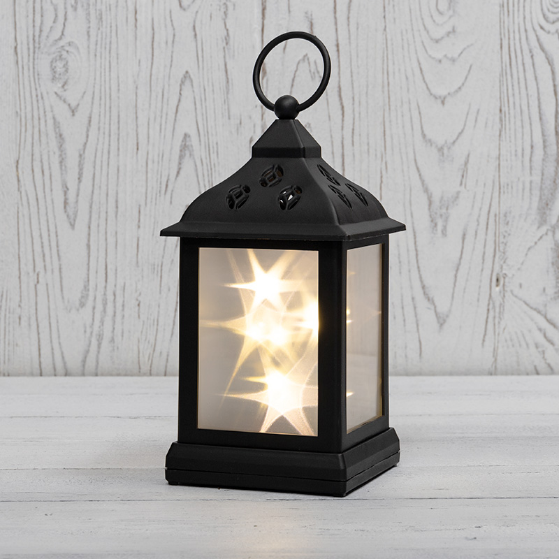 Декоративный фонарь 11х11х22,5 см, черный корпус, теплый белый цвет свечения с эффектом мерцания NEON-NIGHT NEON-NIGHT 513-065 фото