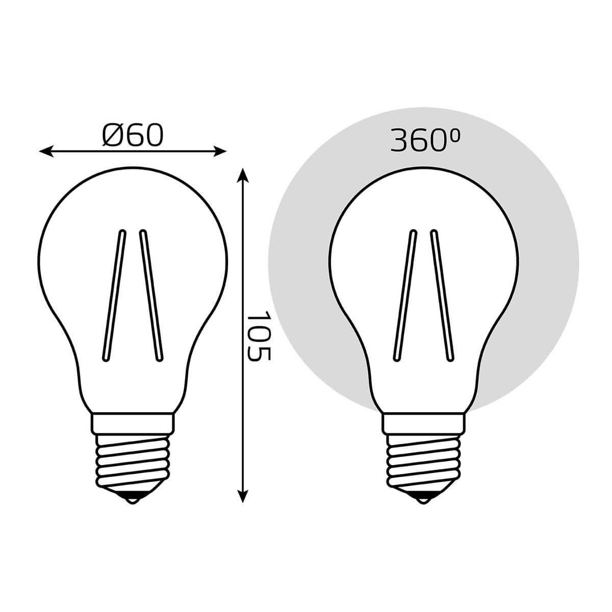 Светодиодная лампа Gauss Filament A60 E27 10W 2700K 102802110 фото
