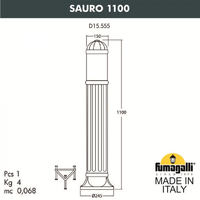 Наземный светильник Sauro D15.555.000.BXF1R.FC1 Fumagalli фото