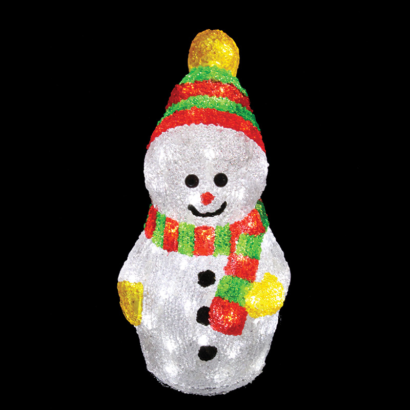 Акриловая светодиодная фигура Снеговик с шарфом 30 см, 40 светодиодов, IP 65, понижающий трансформатор в комплекте, NEON-NIGHT NEON-NIGHT 513-275 фото