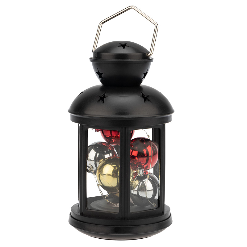 Декоративный фонарь с шариками 12х12х20,6 см, черный корпус, теплый белый цвет свечения NEON-NIGHT NEON-NIGHT 513-061 фото