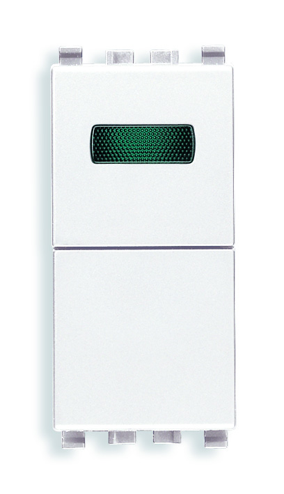 20068.V.B Кнопка 1p no 10a + табло зеленое, белая Vimar Eikon фото