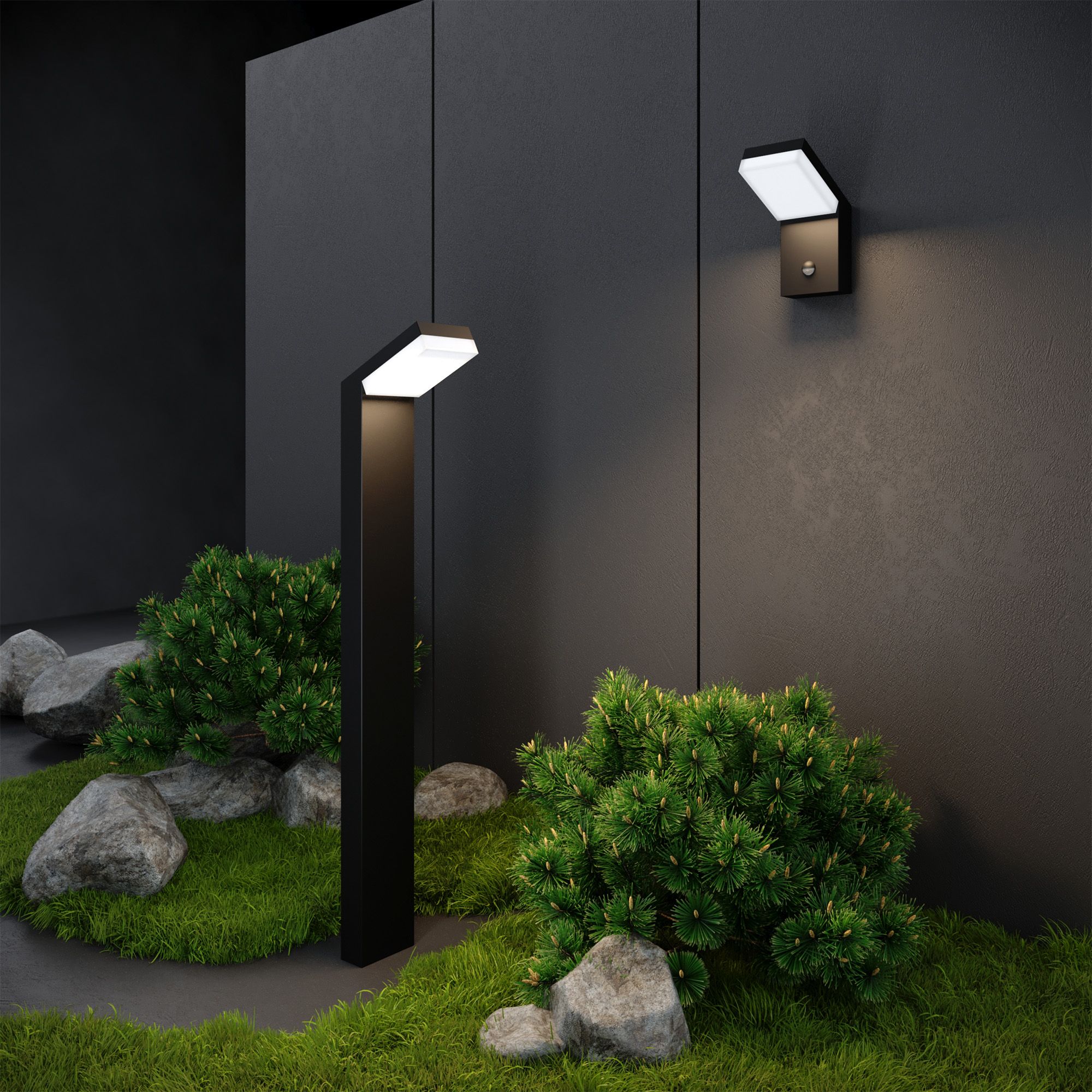1541 TECHNO LED / Светильник садово-парковый со светодиодами с датчиком движения чёрный a053946 фото
