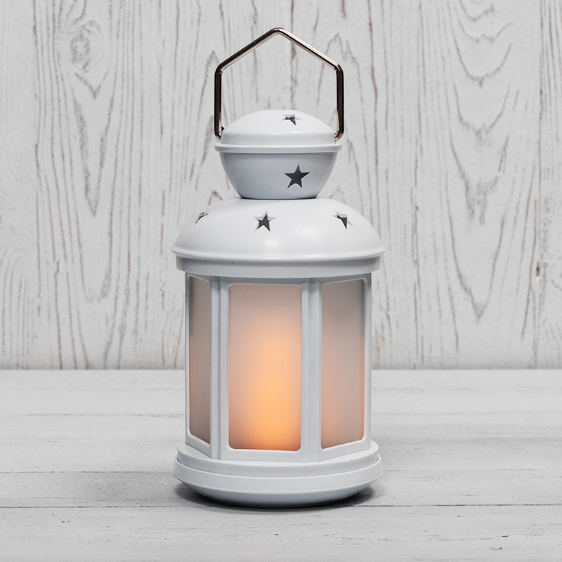 Декоративный фонарь 12х12х20,6 см, белый корпус, теплый белый цвет свечения с эффектом пламени свечи NEON-NIGHT NEON-NIGHT 513-067 фото