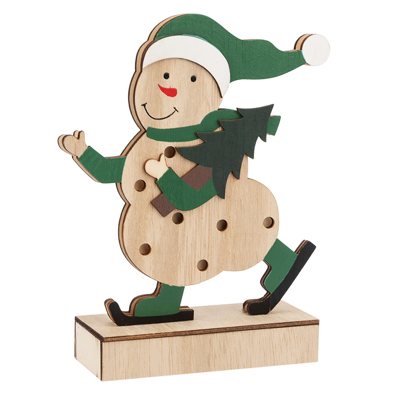 Деревянная фигурка с подсветкой Снеговик 18 см NEON-NIGHT NEON-NIGHT 504-017 фото