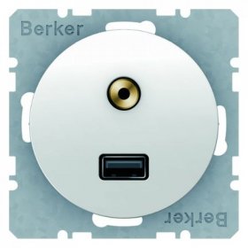 3315392089 BMO USB/3.5mm AUDIO, R.1, цвет: полярная белезна Berker фото