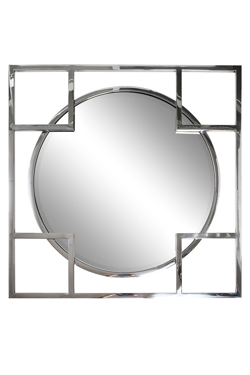 Зеркало квадратное в металл. раме цвет хром 83*83см Garda Decor KFE1120 фото