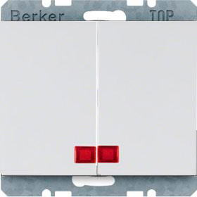Выключатель 2-кл с подсветкой Berker K-серия Полярная белизна 303808+14377009+160002 фото