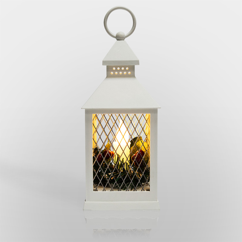 Декоративный фонарь со свечкой, белый корпус, размер 10.5х10.5х24 см, цвет ТЕПЛЫЙ БЕЛЫЙ NEON-NIGHT 513-042 фото
