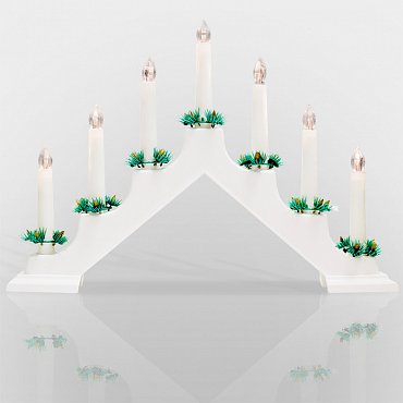 Новогодняя горка 7 свечек, цвет корпуса: Белый, цвет свечения: ТЕПЛЫЙ БЕЛЫЙ NEON-NIGHT 501-081 фото