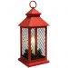 Декоративный фонарь со свечкой, красный корпус, размер 13.5х13.5х30,5 см, цвет ТЕПЛЫЙ БЕЛЫЙ NEON-NIGHT 513-041 фото