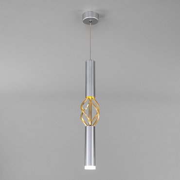 Подвесной акцентный светильник Eurosvet Lance 50191/1 LED матовое серебро/матовое золото a049110 фото