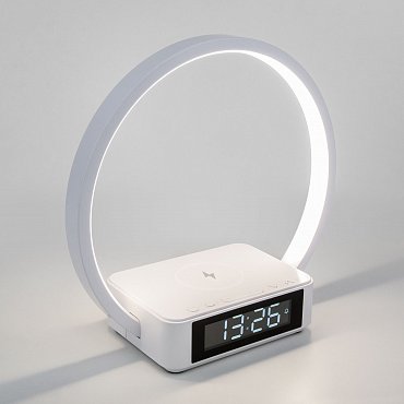 Светодиодная настольная лампа Eurosvet Timelight a054131 80505/1 белый с часами фото