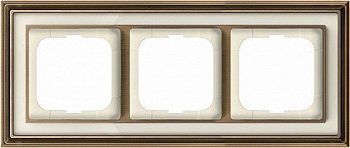 1723-848-500 Рамка Dynasty Латунь античная белое стекло 3-постовая ABB фото